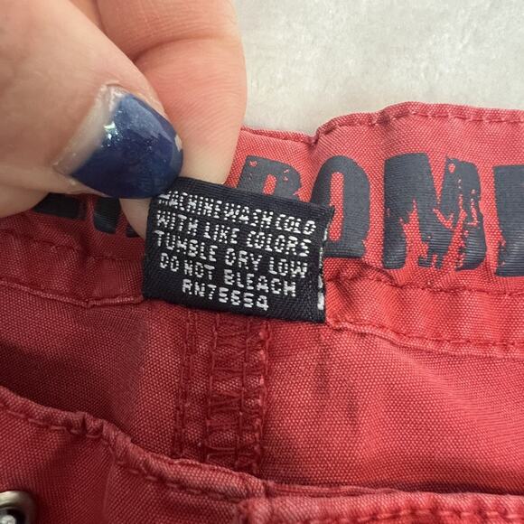 VTG Abercrombie Fitch Board Shorts Womens XS Red Surf Skate Y2K Nautical Beach - Picture 4 of 11